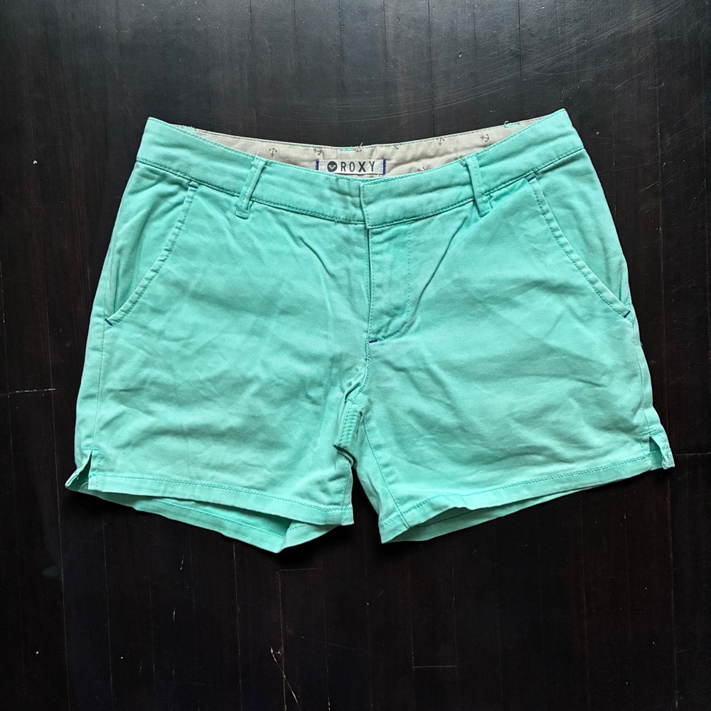 Roxy Women's Mint Teal Cotton Shorts, size 1